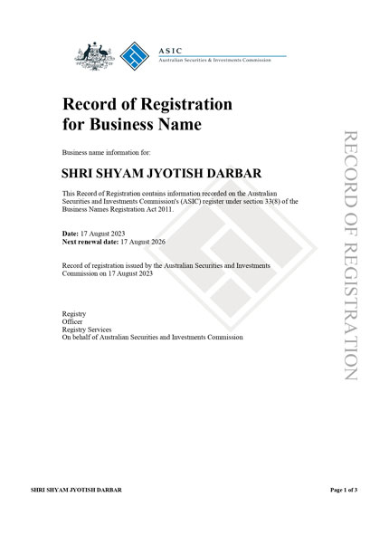 REGISTERED IN AUSTRALIA